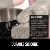 imageGORILLA GRIP BPAFree Soft Silicone Oven Mitts Heat Resistant and Waterproof Cooking Gloves Thick Cotton Lining Flexible Gripping for Baking Grilling Kitchen Potholders Set of 2 125x83 WhiteAlmond