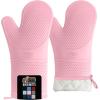 imageGORILLA GRIP BPAFree Soft Silicone Oven Mitts Heat Resistant and Waterproof Cooking Gloves Thick Cotton Lining Flexible Gripping for Baking Grilling Kitchen Potholders Set of 2 125x83 WhitePink
