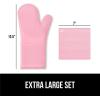 imageGORILLA GRIP BPAFree Soft Silicone Oven Mitts Heat Resistant and Waterproof Cooking Gloves Thick Cotton Lining Flexible Gripping for Baking Grilling Kitchen Potholders Set of 2 125x83 WhitePink