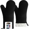 imageGORILLA GRIP BPAFree Soft Silicone Oven Mitts Heat Resistant and Waterproof Cooking Gloves Thick Cotton Lining Flexible Gripping for Baking Grilling Kitchen Potholders Set of 2 125x83 WhiteBlack