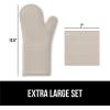 imageGORILLA GRIP BPAFree Soft Silicone Oven Mitts Heat Resistant and Waterproof Cooking Gloves Thick Cotton Lining Flexible Gripping for Baking Grilling Kitchen Potholders Set of 2 125x83 WhiteAlmond