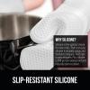imageGORILLA GRIP BPAFree Soft Silicone Oven Mitts Heat Resistant and Waterproof Cooking Gloves Thick Cotton Lining Flexible Gripping for Baking Grilling Kitchen Potholders Set of 2 125x83 WhiteWhite