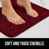 imageGORILLA GRIP Bathroom Rug Sets 3 Piece Bath Mat Set and Oval Toilet Base with Rubber Backing Plush Absorbent Shaggy Chenille Washable Mats Includes 24x195 24x17 and 30x20 Inch Rugs GreyBurgundy