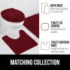 imageGORILLA GRIP Bathroom Rug Sets 3 Piece Bath Mat Set and Oval Toilet Base with Rubber Backing Plush Absorbent Shaggy Chenille Washable Mats Includes 24x195 24x17 and 30x20 Inch Rugs GreyBurgundy
