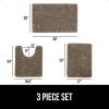 imageGORILLA GRIP Bathroom Rug Sets 3 Piece Bath Mat Set and Oval Toilet Base with Rubber Backing Plush Absorbent Shaggy Chenille Washable Mats Includes 24x195 24x17 and 30x20 Inch Rugs GreyGray Beige