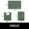 imageGORILLA GRIP Bathroom Rug Sets 3 Piece Bath Mat Set and Oval Toilet Base with Rubber Backing Plush Absorbent Shaggy Chenille Washable Mats Includes 24x195 24x17 and 30x20 Inch Rugs GreySage