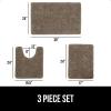imageGORILLA GRIP Bathroom Rug Sets 3 Piece Bath Mat Set and Oval Toilet Base with Rubber Backing Plush Absorbent Shaggy Chenille Washable Mats Includes 24x195 24x17 and 30x20 Inch Rugs GreyGray Beige