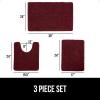 imageGORILLA GRIP Bathroom Rug Sets 3 Piece Bath Mat Set and Oval Toilet Base with Rubber Backing Plush Absorbent Shaggy Chenille Washable Mats Includes 24x195 24x17 and 30x20 Inch Rugs GreyBurgundy
