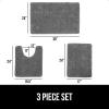 imageGORILLA GRIP Bathroom Rug Sets 3 Piece Bath Mat Set and Oval Toilet Base with Rubber Backing Plush Absorbent Shaggy Chenille Washable Mats Includes 24x195 24x17 and 30x20 Inch Rugs GreyGrey