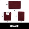 imageGORILLA GRIP Bathroom Rug Sets 3 Piece Bath Mat Set and Oval Toilet Base with Rubber Backing Plush Absorbent Shaggy Chenille Washable Mats Includes 24x195 24x17 and 30x20 Inch Rugs GreyBurgundy