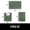 imageGORILLA GRIP Bathroom Rug Sets 3 Piece Bath Mat Set and Oval Toilet Base with Rubber Backing Plush Absorbent Shaggy Chenille Washable Mats Includes 24x195 24x17 and 30x20 Inch Rugs GreySage