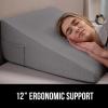 imageGORILLA GRIP Bed Wedge Pillow for Sleeping Soft Dual Layer Memory Foam Stay in Place Dots Breathable Ergonomic Headboard Triangle Sleep Support Reading Elevation Anti Snoring 12in WhiteSoft Gray