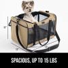 imageGORILLA GRIP Cat Carrier Travel Bag Up to 15 Lbs Soft Collapsible Small Dog Carriers Top and Side Entry Breathable Mesh Grip Feet on Underside Cozy Washable Waterproof Pad Portable Kennel GrayBeige