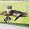 imageGORILLA GRIP Cat Window Perch Foldable Cat Window Hammock Bed with 6 Large Suction Cups Cordless Indoor Wall Shelves Strong Metal Frame Holds 40lbs Reversible Washable Sherpa Cover Large GrayBrown