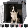 imageGORILLA GRIP Dog Crate Covers Compatible with Amazon Basics Dog Crates All Sides Open Privacy Cover Fits 36quot Wire Kennel Breathable Mesh Windows Light Reducing Puppy Training Cage Topper BlackGray Black Paw