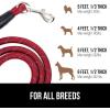 imageGORILLA GRIP Dog Leash Heavy Duty Reflective Rope Leashes for Large Medium Small Breed Dogs Puppy Training Essential for Walks Hikes Soft Handle Rotating Metal Clip Waste Bag Dispenser BlackRed