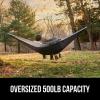 imageGORILLA GRIP Durable Portable Camping Hammock Holds 400lbs with Heavy Duty Tree Straps Comfortable Travel Swing Camp Hammocks Easy to Use and Install Outdoor Essentials Black 9x45 FTBlackGrey