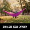 imageGORILLA GRIP Durable Portable Camping Hammock Holds 400lbs with Heavy Duty Tree Straps Comfortable Travel Swing Camp Hammocks Easy to Use and Install Outdoor Essentials Black 9x45 FTPurplePink