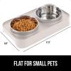 imageGORILLA GRIP Elevated Dog Bowls Stand 6 Cup Stainless Steel Food Bowl Set of 2 5 Height Adjustable Raised Feeding Station for Small Breed Puppy Dogs and Cats Medium Large Sized Pets Feeder BlackBeige
