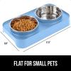 imageGORILLA GRIP Elevated Dog Bowls Stand 6 Cup Stainless Steel Food Bowl Set of 2 5 Height Adjustable Raised Feeding Station for Small Breed Puppy Dogs and Cats Medium Large Sized Pets Feeder BlackLight Blue