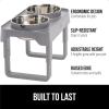 imageGORILLA GRIP Elevated Dog Bowls Stand 6 Cup Stainless Steel Food Bowl Set of 2 5 Height Adjustable Raised Feeding Station for Small Breed Puppy Dogs and Cats Medium Large Sized Pets Feeder BlackGray