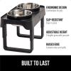 imageGORILLA GRIP Elevated Dog Bowls Stand 6 Cup Stainless Steel Food Bowl Set of 2 5 Height Adjustable Raised Feeding Station for Small Breed Puppy Dogs and Cats Medium Large Sized Pets Feeder BlackBlack