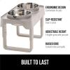 imageGORILLA GRIP Elevated Dog Bowls Stand 6 Cup Stainless Steel Food Bowl Set of 2 5 Height Adjustable Raised Feeding Station for Small Breed Puppy Dogs and Cats Medium Large Sized Pets Feeder BlackBeige