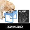 imageGORILLA GRIP Elevated Dog Bowls Stand 6 Cup Stainless Steel Food Bowl Set of 2 5 Height Adjustable Raised Feeding Station for Small Breed Puppy Dogs and Cats Medium Large Sized Pets Feeder BlackLight Blue