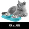 imageGORILLA GRIP Feeding Mat Set Patent Pending 100 Waterproof BPA Free Silicone Stainless Steel Cat and Dog Bowls Slip Resistant High Edges Catch Water Food US Designed Pet Accessories 1 Cup GrayTurquoise