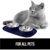 imageGORILLA GRIP Feeding Mat Set Patent Pending 100 Waterproof BPA Free Silicone Stainless Steel Cat and Dog Bowls Slip Resistant High Edges Catch Water Food US Designed Pet Accessories 1 Cup GrayNavy