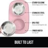 imageGORILLA GRIP Feeding Mat Set Patent Pending 100 Waterproof BPA Free Silicone Stainless Steel Cat and Dog Bowls Slip Resistant High Edges Catch Water Food US Designed Pet Accessories 1 Cup GrayLight Pink