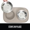 imageGORILLA GRIP Feeding Mat Set Patent Pending 100 Waterproof BPA Free Silicone Stainless Steel Cat and Dog Bowls Slip Resistant High Edges Catch Water Food US Designed Pet Accessories 1 Cup GrayBeige