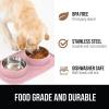 imageGORILLA GRIP Feeding Mat Set Patent Pending 100 Waterproof BPA Free Silicone Stainless Steel Cat and Dog Bowls Slip Resistant High Edges Catch Water Food US Designed Pet Accessories 1 Cup GrayLight Pink