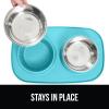 imageGORILLA GRIP Feeding Mat Set Patent Pending 100 Waterproof BPA Free Silicone Stainless Steel Cat and Dog Bowls Slip Resistant High Edges Catch Water Food US Designed Pet Accessories 1 Cup GrayTurquoise
