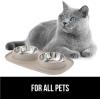 imageGORILLA GRIP Feeding Mat Set Patent Pending 100 Waterproof BPA Free Silicone Stainless Steel Cat and Dog Bowls Slip Resistant High Edges Catch Water Food US Designed Pet Accessories 1 Cup GrayBeige