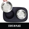 imageGORILLA GRIP Feeding Mat Set Patent Pending 100 Waterproof BPA Free Silicone Stainless Steel Cat and Dog Bowls Slip Resistant High Edges Catch Water Food US Designed Pet Accessories 1 Cup GrayBlack