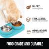 imageGORILLA GRIP Feeding Mat Set Patent Pending 100 Waterproof BPA Free Silicone Stainless Steel Cat and Dog Bowls Slip Resistant High Edges Catch Water Food US Designed Pet Accessories 1 Cup GrayTurquoise