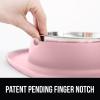 imageGORILLA GRIP Feeding Mat Set Patent Pending 100 Waterproof BPA Free Silicone Stainless Steel Cat and Dog Bowls Slip Resistant High Edges Catch Water Food US Designed Pet Accessories 1 Cup GrayLight Pink