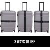 imageGORILLA GRIP Heavy Duty Adjustable Luggage Straps for Suitcases Easy to Identify Travel Belt Connector Holds Suitcase Together Extends Life of Bag Strap Connects Two Bags Accessories 2 Pack RedBlack