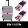 imageGORILLA GRIP Heavy Duty Adjustable Luggage Straps for Suitcases Easy to Identify Travel Belt Connector Holds Suitcase Together Extends Life of Bag Strap Connects Two Bags Accessories 2 Pack RedPink