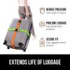 imageGORILLA GRIP Heavy Duty Adjustable Luggage Straps for Suitcases Easy to Identify Travel Belt Connector Holds Suitcase Together Extends Life of Bag Strap Connects Two Bags Accessories 2 Pack RedGreenOrange