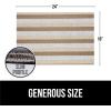 imageGORILLA GRIP Heavy Duty Striped Doormat Thick Bristles Crush Proof Texture Catches Dirt from Shoes Strong Backing Easy to Clean Indoor and Outdoor Entrance Mats 24x16 Burgundy Black CreamWhite  Cream  Beige