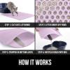 imageGORILLA GRIP Honeycomb Cat Litter Box Mat Two Layer Trapping Waste Mats Soft On Paws Litter Box Supplies and Essentials for Indoor Cats Traps Excess Water Resistant for Floors 30x24 GrayPurple