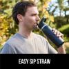 imageGORILLA GRIP Insulated Stainless Steel Water Bottle with Straw 32 oz Leak Proof BPAFree Reusable Travel Bottles for Sports School Keep Drinks Cold Dent Resistant Tumbler Dishwasher Safe NavyBlack