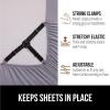 imageGORILLA GRIP Patent Pending Bed Sheet Holders Adjustable Elastic Fasteners with Metal Clips Keep in Place Fitted Bedding Straps Firm Tight Suspenders for Mattress US Designed 4 Pack WhiteBlack