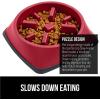 imageGORILLA GRIP Patent Pending Slow Feeder Dog Bowls Interactive Puzzle Toy for Dogs and Cats Food Training Keeps Pets Busy and Prevents Puppy Overeating All Breeds 100 BPA Free 1 Cup GrayRed