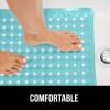 imageGORILLA GRIP Patented Bath Tub Shower Mat Machine Washable Bathtub Floor Liner Mats Suction Cups and Drain Holes to Keep Tubs Clean Soft on Feet Bathroom Essentials 35x16 Inch ClearTurquoise Translucent
