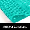 imageGORILLA GRIP Patented Bath Tub Shower Mat Machine Washable Bathtub Floor Liner Mats Suction Cups and Drain Holes to Keep Tubs Clean Soft on Feet Bathroom Essentials 35x16 Inch ClearTurquoise Opaque