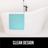 imageGORILLA GRIP Patented Bath Tub Shower Mat Machine Washable Bathtub Floor Liner Mats Suction Cups and Drain Holes to Keep Tubs Clean Soft on Feet Bathroom Essentials 35x16 Inch ClearTurquoise Translucent
