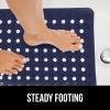 imageGORILLA GRIP Patented Bath Tub Shower Mat Machine Washable Bathtub Floor Liner Mats Suction Cups and Drain Holes to Keep Tubs Clean Soft on Feet Bathroom Essentials 35x16 Inch ClearNavy Opaque